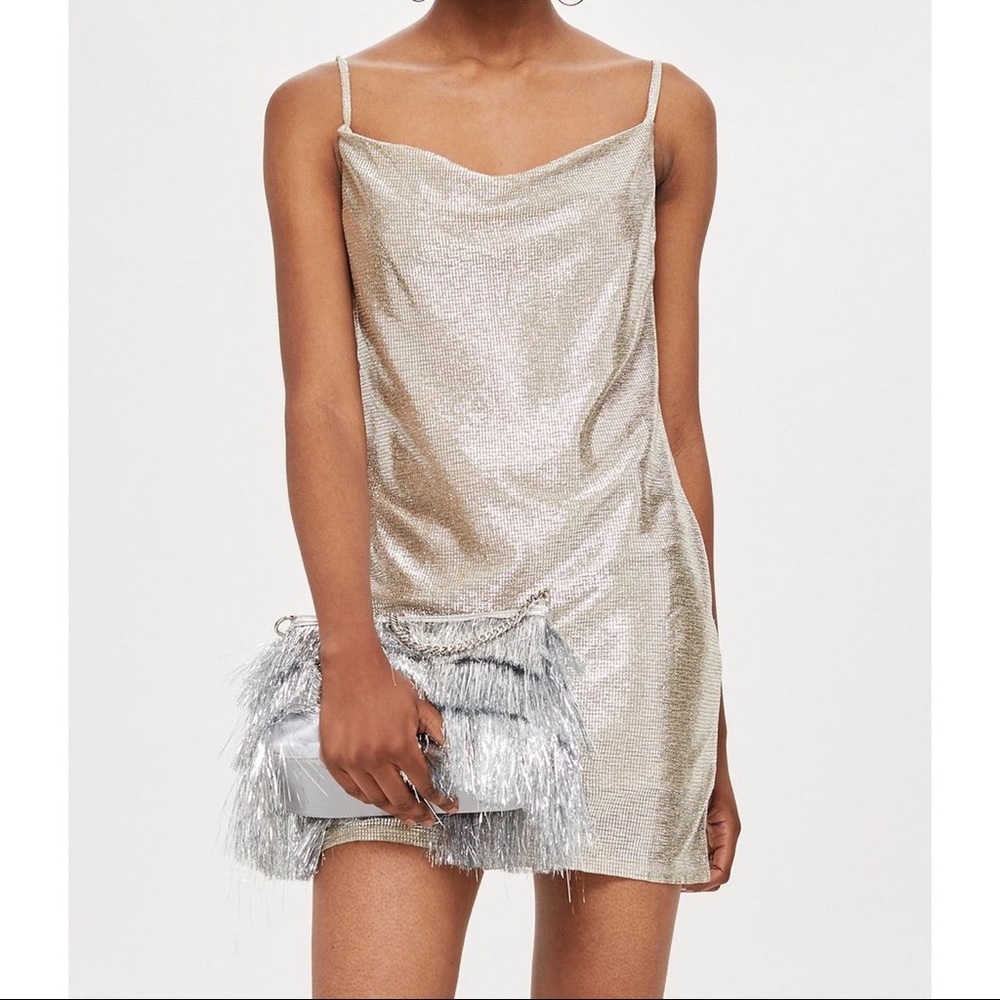 Gold Cowl Mini Dress